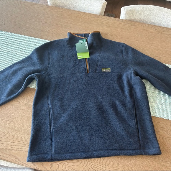 L.L. Bean Dark Blue Zip-Up Quarter Zip Fleece. New with Tags - Picture 2 of 5